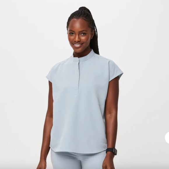 Figs Tops Figs Dusty Blue Rafaela Scrub Top Small Poshmark